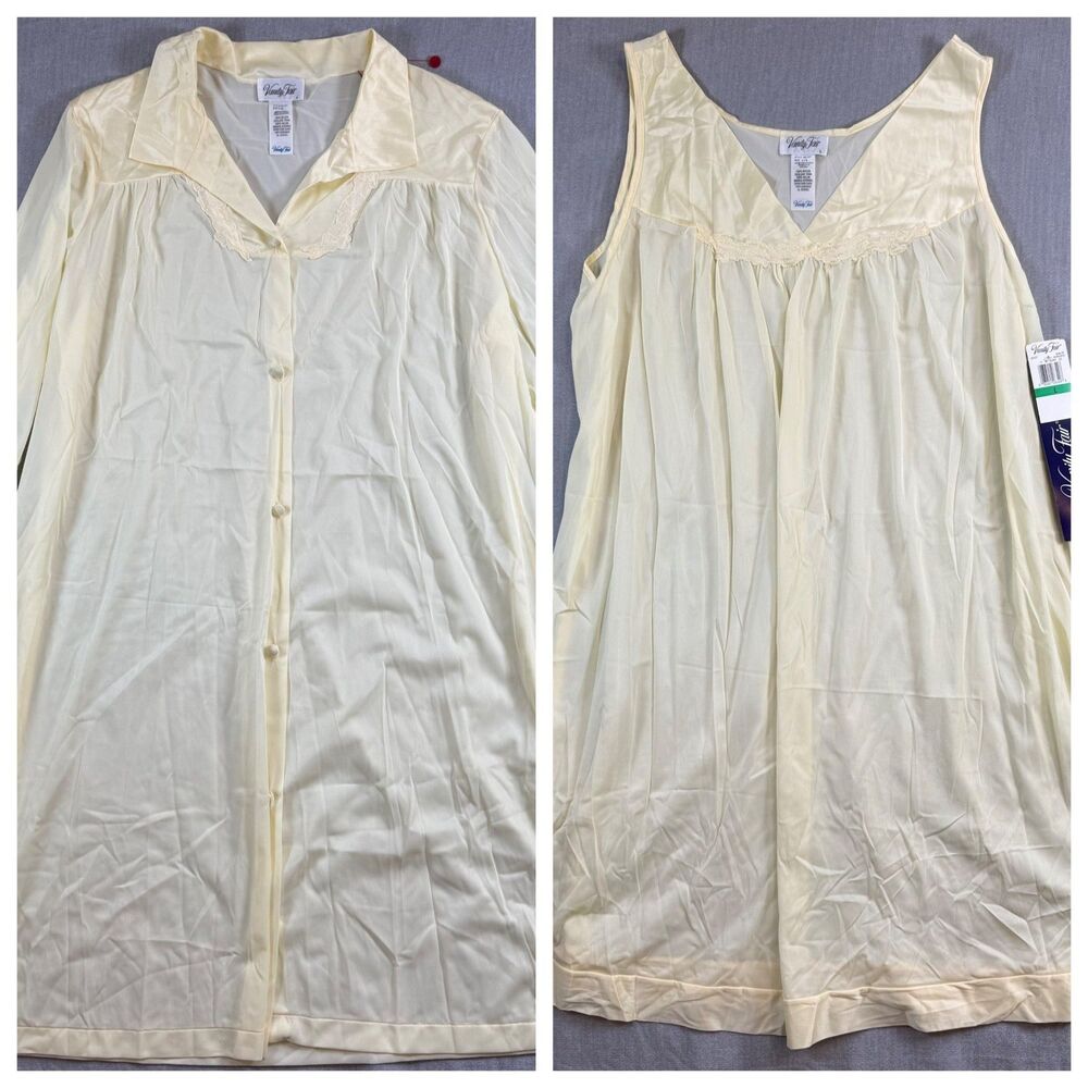 Vanity Fair Peignoir Set Large Sunlite Yellow Nylon Gown & Robe 30107 31107 NWT